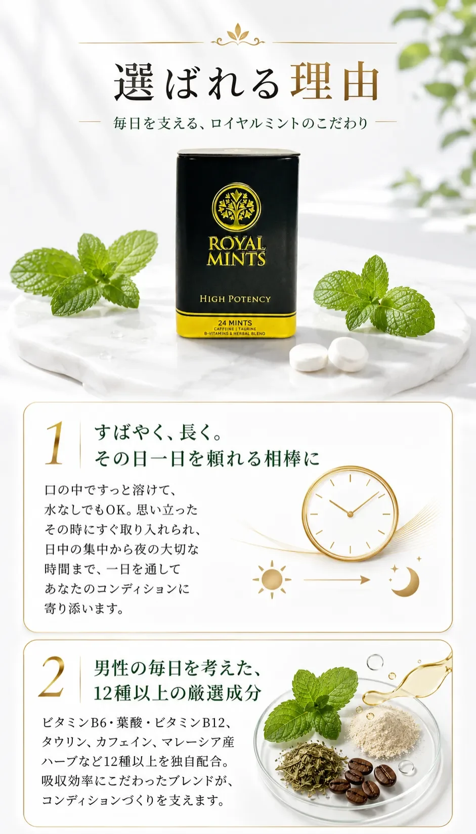 ROYALMINTSが男性向け健康補助食品として選ばれる理由